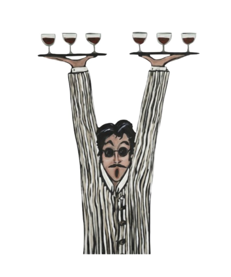 Waiter with wine glasses